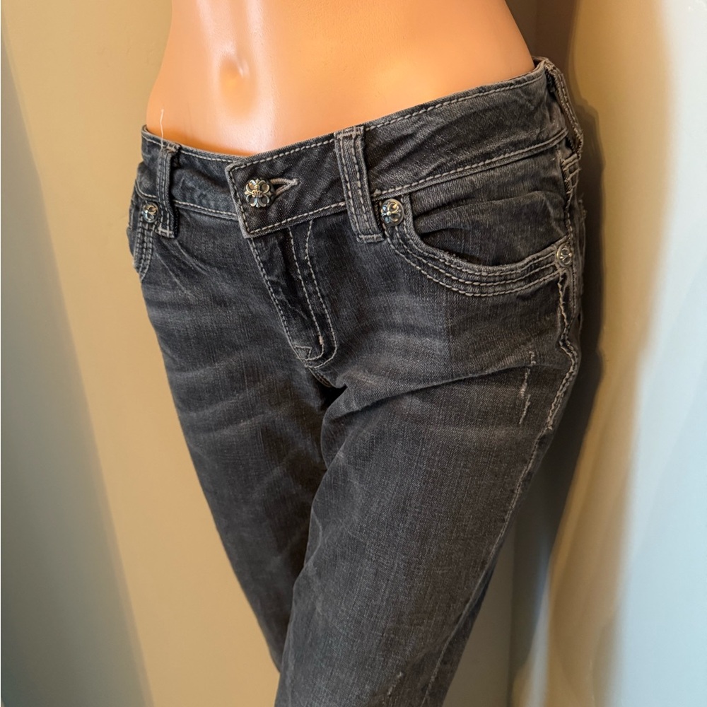 Miss Me Embellished Classic Dark Grey/Black Women's Jeans - Picture 4 of 13